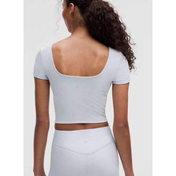 Lululemon Wunder Under SmoothCover Square-Neck T-Shirt Size 10 Starch Blue - Picture 3 of 9